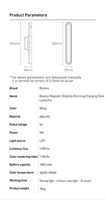 Лампи  Baseus Magnetic CHARGING DESK( 4.5W)Lamp Pro(5W).