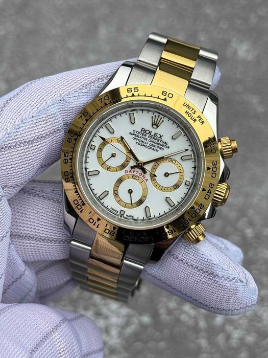 Чоловичий годинник Rolex Daytona Steel and Gold White