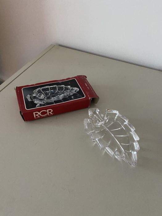 RCR - Lead Crystal Glass Leaf Trinket Dish