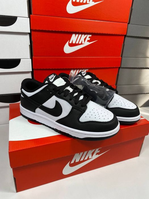 Nike Dunk Low Black White Panda кросівки найк данк шкіряні демісезонні