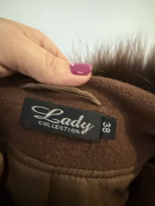 Welniany plaszcz rozmiar 38/naturalne futro