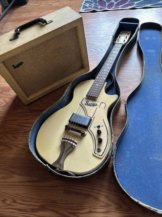 Zestaw gitara Supro Belmond i wzmacniacz Supro Bantam z 1958 r.