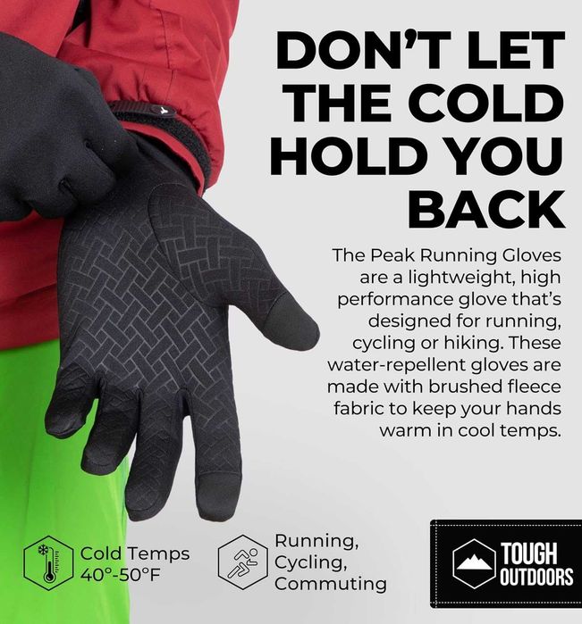 Tough Outdoors rękawice do biegania L/XL na rower termiczne dotykowe