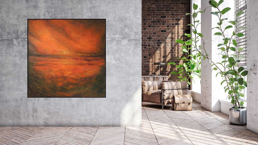 Ręcznie malowany nowoczesny obraz - abstrakcja do salonu 80x80  Kraków