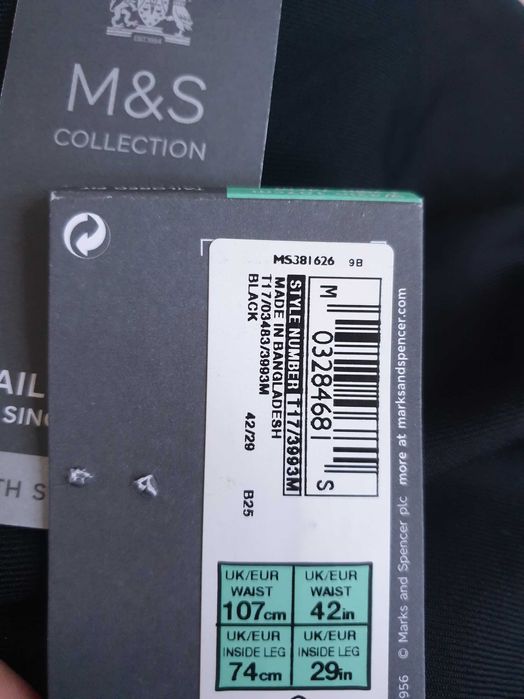 Nowe czarne wełniane spodnie M&S 2XL