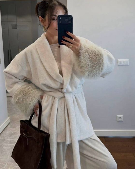 Шуба з утепленням/ жіноча шуба в стилі old money/ шуба з хутром