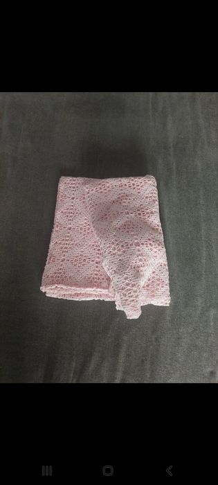Colcha/toalha mesa crochet rosa