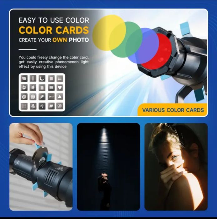 Bowens Mount Snoot + 4 кольори + 20 гобо – ідеальні світлові ефекти