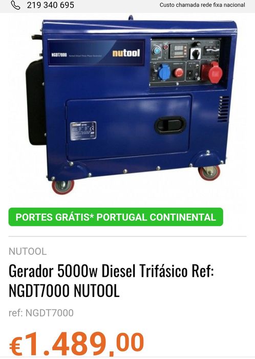 Vendo gerador a gasóleo nutool