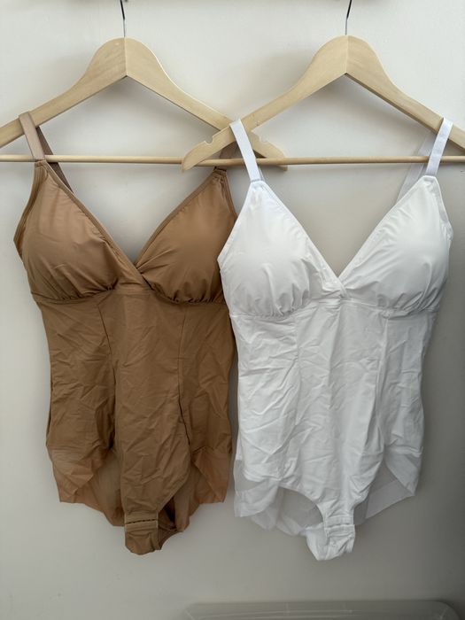 Body wyszczuplające XXL modelujące beżowe białe