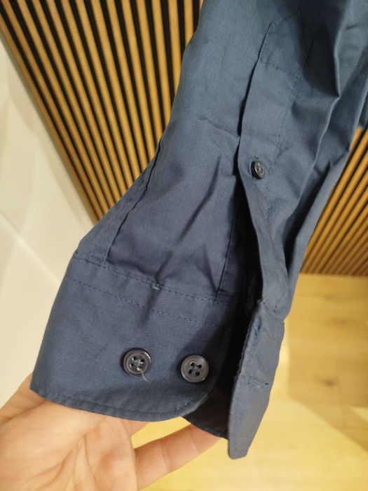 Nowa koszula męska granatowa slim fit – elegancka, rozm. L