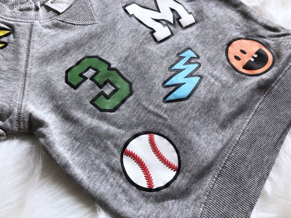 H&M bluza z krótkim rękawem super grafika rozm.74, NOWA