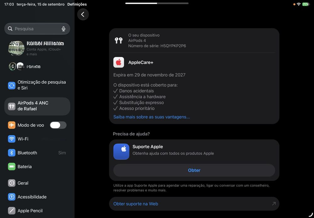 Airpods 4 ANC (cancelamento ruido ativo)