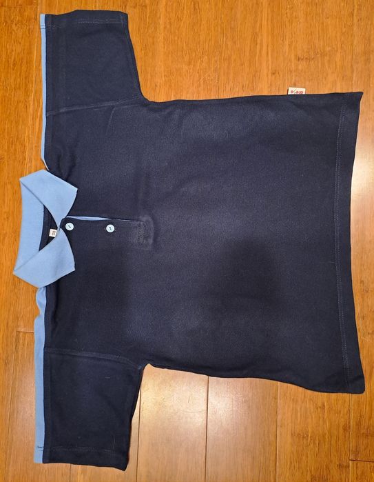 Polo dziecięce na 128 cm, granatowe z błękitnym,