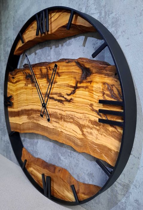 Zegar ścienny Loft – Lite Drewno Oliwa – Handmade – Unikat – Prezent!