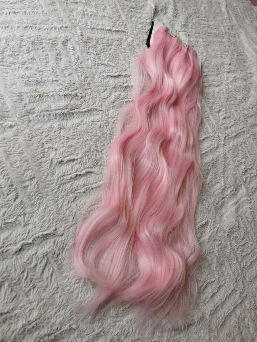 Doczepiane włosy clip in pudrowy róż 65 cm 8 tresek