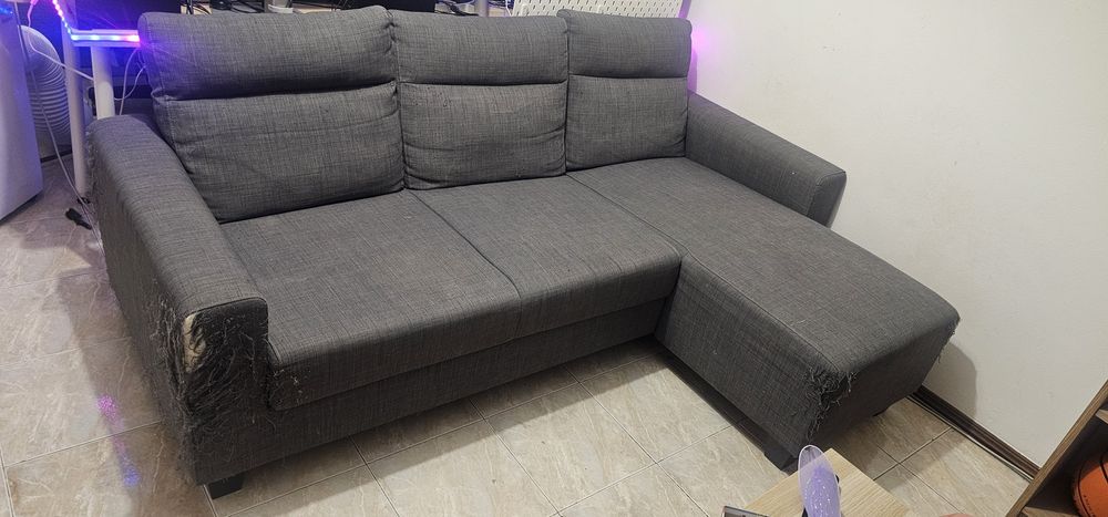 Sofa Ikea Bollstanäs - com chaise longue, 3 lugares, cinzento