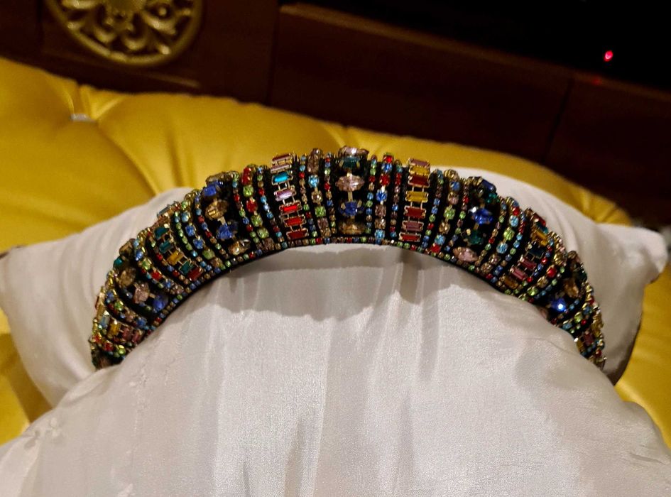 Arco para cabelo Bandolet para festa com pedras brilhantes Barroco