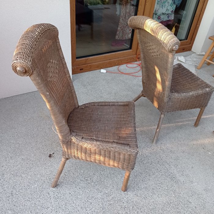 Krzesła tarasowe - naturalny rattan szt 4