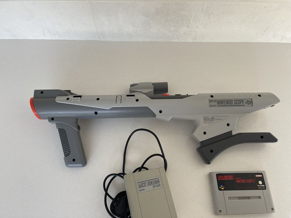Super Nintendo Scope + Sensor + Jogo Nintendo Scope 6 PAL SNES