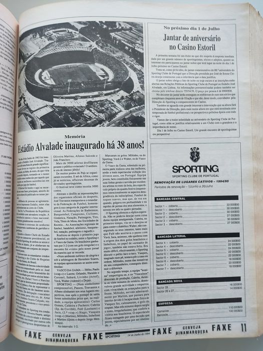 Jornal Sporting 1981,1983,1985,1986,1988,1989,1990 a 1994