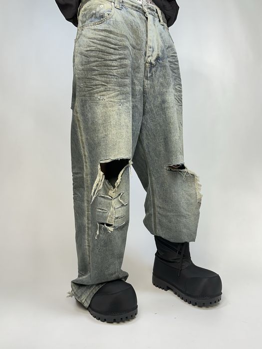 Custom baggy faded distressed джинси голубі сині кастом рвані штани L