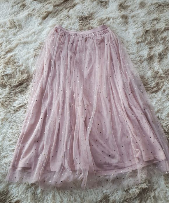 Spódnica tiulowa w kolorze pudrowy róż ze złotymi gwiazdkami, rozm. S