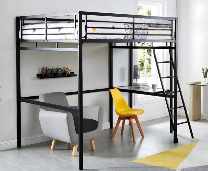 Cama elevada, estrutura de metal