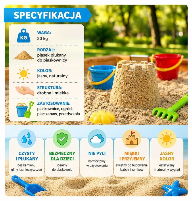 Piasek do piaskownicy 20kg