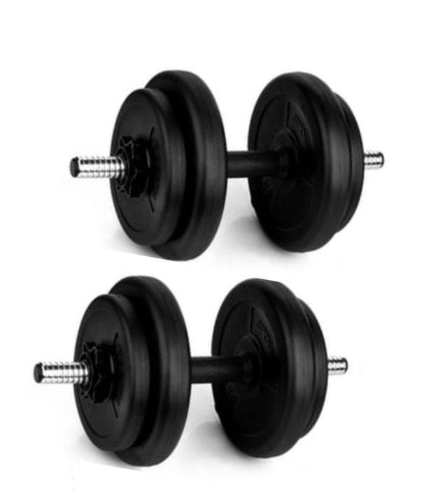 Zestaw hantli 2x8kg + 2 sztangi