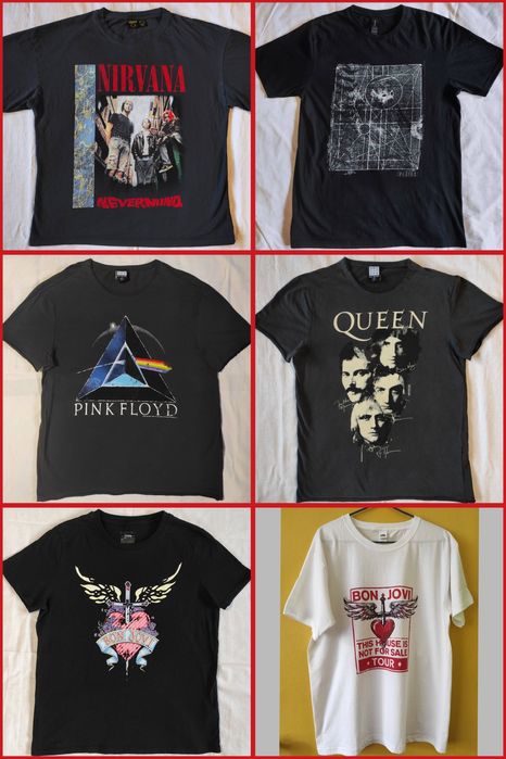 Рокерские футболки Pixies, Nirvana, Pink Floyd, Queen, Bon Jovi