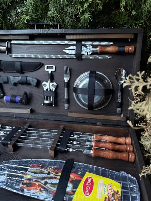 Крутой Подарочный набор шампуров в кейсе на подарок мужчине, мужу