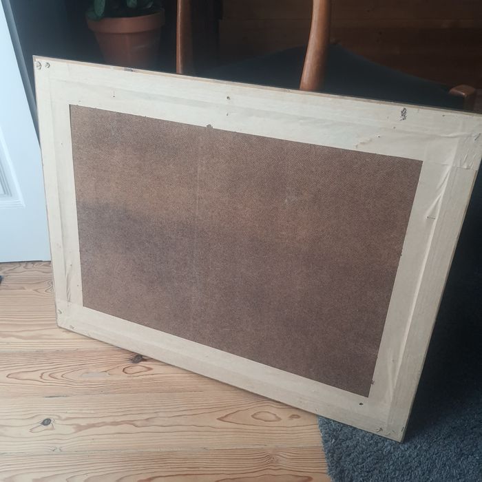 Painting Featuring a Dog and a Lamb in the Snow64584403536257124