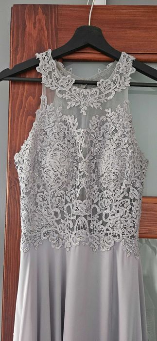 Sukienka Bugatti długa szara, suknia na wesele/studniówkę