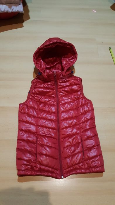 Bezrękawnik kamizelka  ocieplana  długa z kapturem