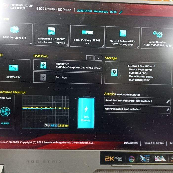 Ноутбук Asus Strix G513Q, на запчасти