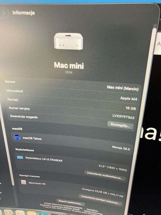 Mac Mini 2024 16GB RAM 256GB SSD