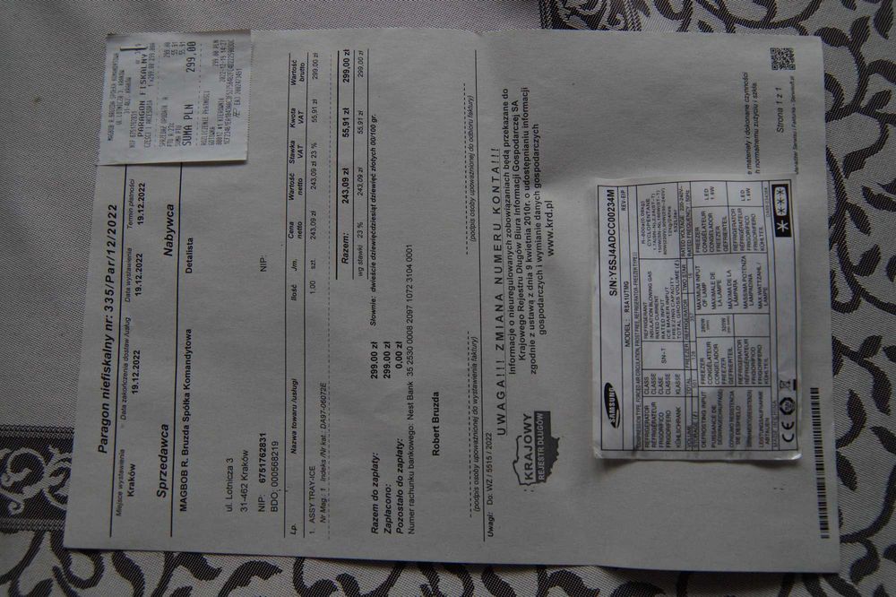 części lodówki samsung