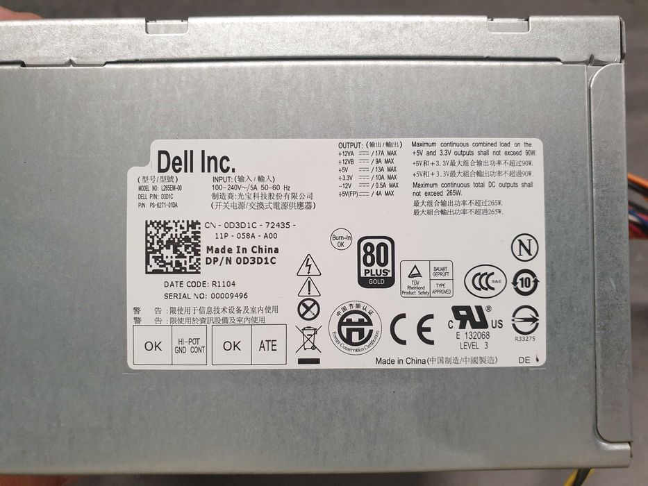 Fonte de alimentação DELL L265em-00 para modelo Optiplex  (Usado)