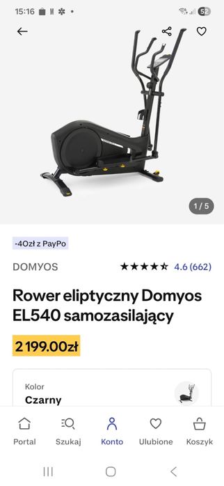 Rower eliptyczny DOMYOS EL540 samozasilajacy w idealnym stanie