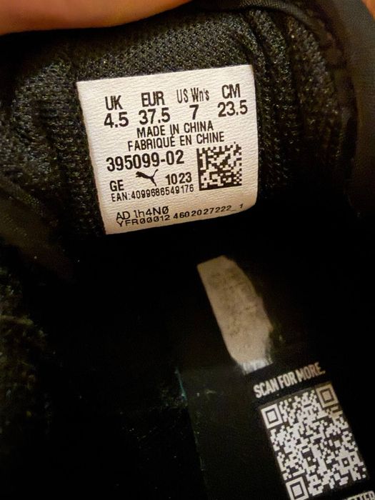 Оригінал Чорні жіночі кросівки Puma 37,5