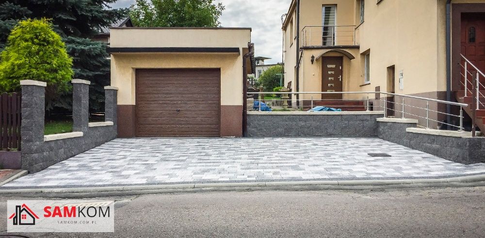 Pustak ogrodzeniowy dwustronnie łupany piaskowy białe kruszywo