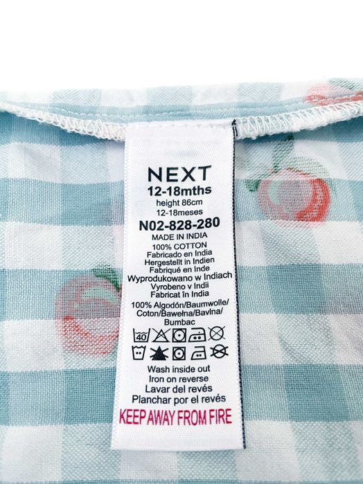 Сукня Next у клітинку з персиками, 12-18 міс, 86 см