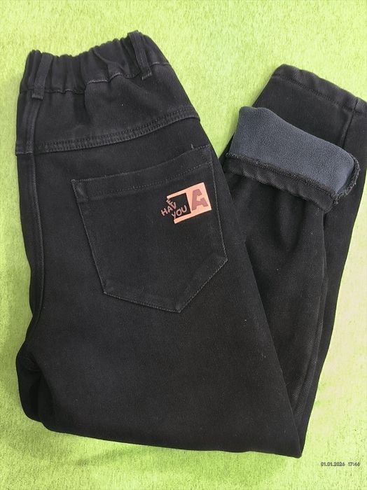 Джинси  чорні на  флісі 140 р