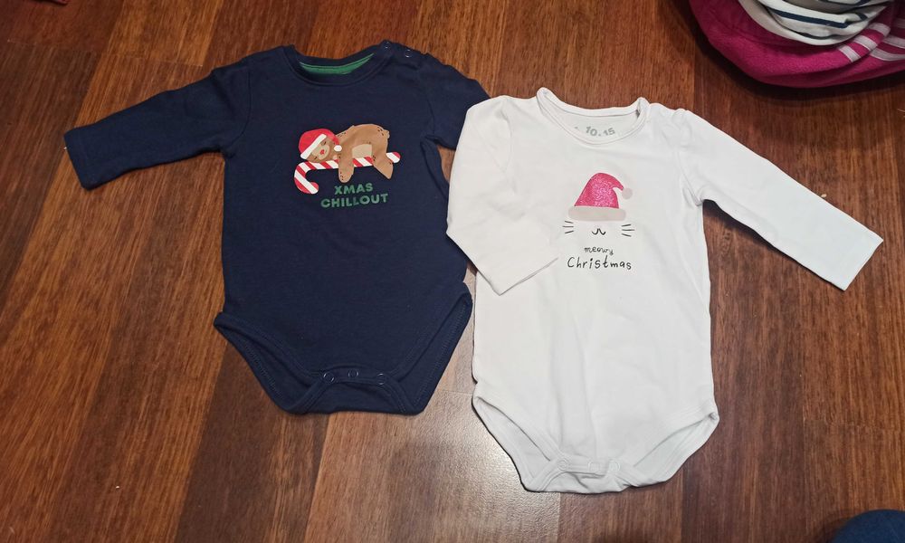Body z długim rękawem świąteczne  r. 62 - 2pak