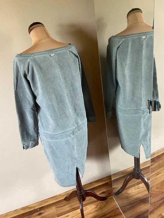 Szara sukienka dres diverse s m 38 midi sport dresowa basic