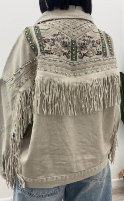 Джинсова куртка з бахромою, ромір S