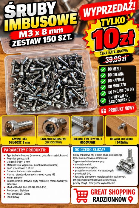 Śruby imbusowe zestaw