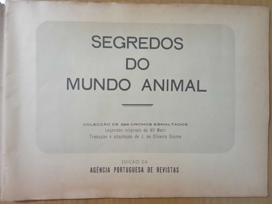 Caderneta de cromos completa Segredos do Mundo Animal