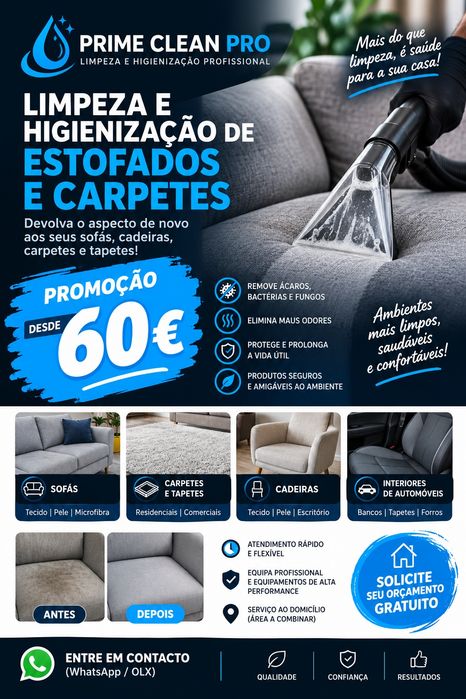 Limpeza de estofos e carpetes desde 60€